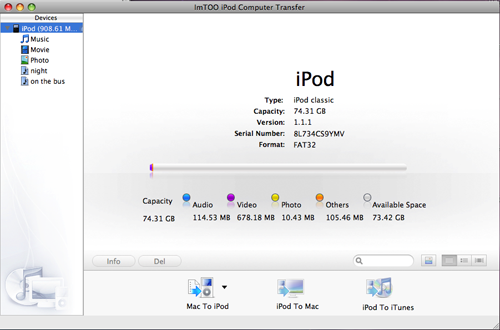 trasferimento da iPod su mac